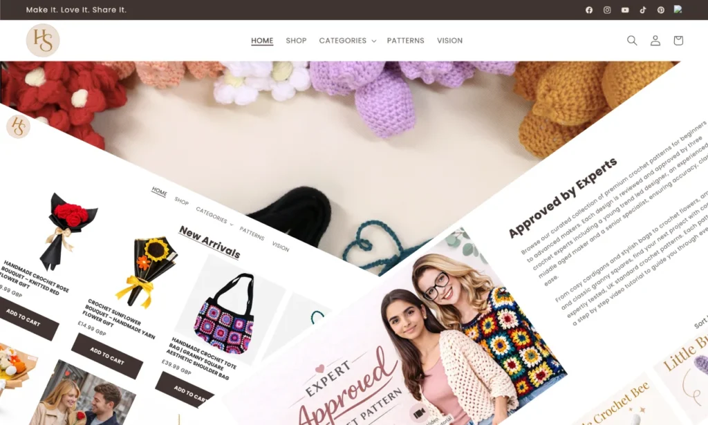 Handmade Studio LTD website pages designed and built by TechZone