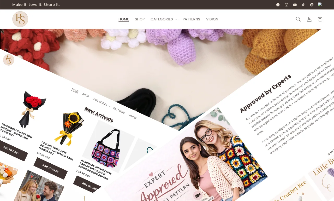 Handmade Studio LTD website pages designed and built by TechZone