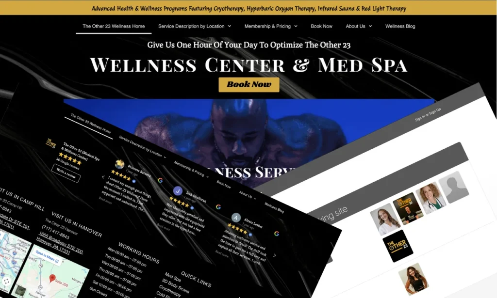 The Other 23 Wellness website pages designed and built by TechZone