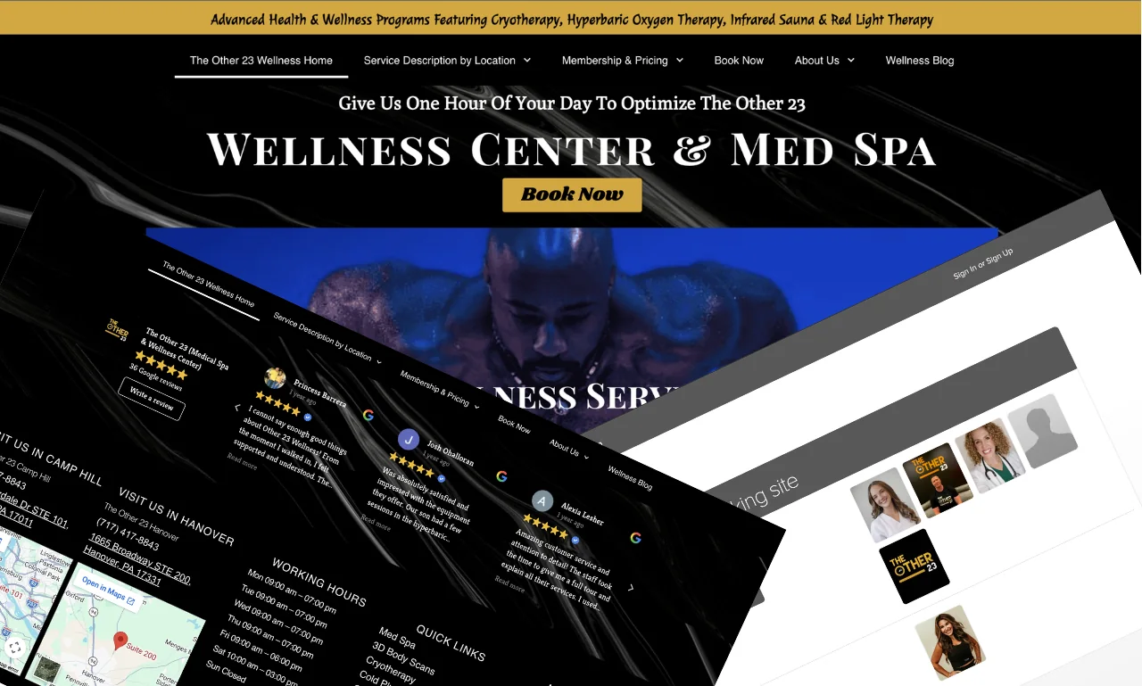 The Other 23 Wellness website pages designed and built by TechZone