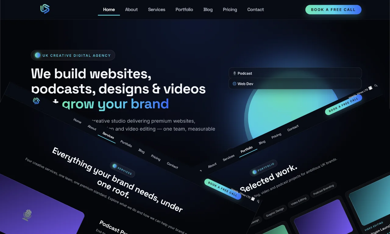 Vimso LTD website pages designed and built by TechZone