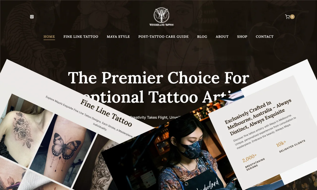 Wenderland Tattoo website pages designed and built by TechZone